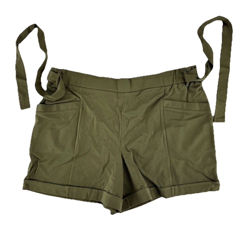 Studio Park x Kerstin Lindquist Knit Twill Paperbag Shorts Size XL Green